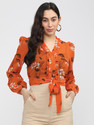Tokyo Talkies Casual Solid Women Orange Top