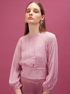 Tokyo Talkies Casual Solid Women Pink Top