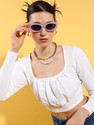 Tokyo Talkies Casual Solid Women White Top
