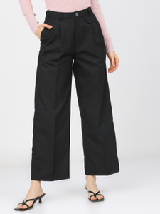tokyo talkies regular fit women black trousers