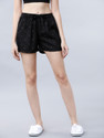 Tokyo Talkies Solid Women Black, White Regular Shorts