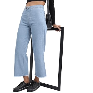 Tokyo Talkies Womens Flared Cropped Jeans Mid-Rise