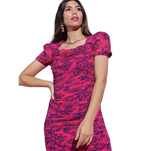 Tokyo Talkies Womens Short Sleeves Square Neck
