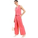 Tokyo Talkies Women39s Sleeveless V-Neck Solid Co-Ords
