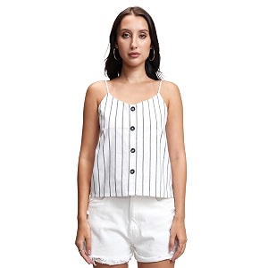Tokyo Talkies Womens Striped Cotton Crop Top