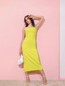 Tokyo Talkies Women Ribbed Yellow MidiCalf Length