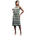 Tokyo Talkies Women Tofu &amp; Jet Black Sleveless Striped Sheath Sweater Dress