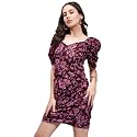Tokyo Talkies Womens Maroon Printed Knee Length