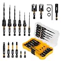 TOLESA Countersink Drill Bit Set, 18 PCS Tapered Counter Sink Drill Bit for Wood with 2PC Wood Plug Cutters, Magnetic Extension Bit Holder, Screwdriver Bits, 1/4" Hex Shank with Storage Box