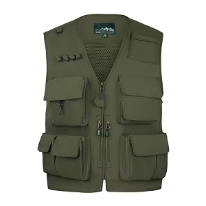 TOLOER Mens Summer Fishing Vest Multi Pockets