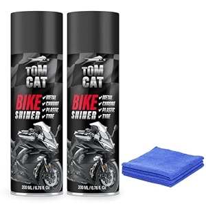tom cat bikescooter shiner spray  multi surface polish  quick glossy spray for chrome plastic metal amp tyre shine  pack of 2 - formulation 110x