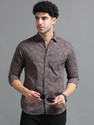 Tom Mackler Men Printed Casual Brown Shirt