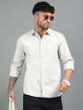 Tom Mackler Men Solid Casual Cream Shirt