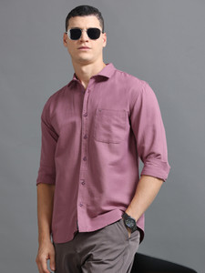 Tom Mackler Men Solid Casual Purple Shirt