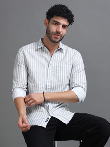 Tom Mackler Men Striped Casual White Black