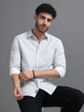 Tom Mackler Men Striped Casual White Shirt
