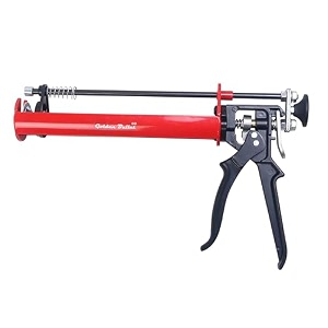 tomahawk tcrg-1a fisher type heavy duty caulking gun  ratchet pushing rod  professional sealant applicator for silicone adhesives acrylic amp construction sealants  durable metal frame