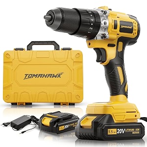 tomahawk t3626 brushless cordless impact driver machine  13mm chuck- multipurpose hight torque drill  dual speed power drill with battery amp charger  cordless with 3 operation modes