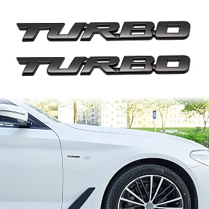 tomall 2 pcs 3d metal turbo premium car side fender rear trunk emblem badge decals for all cars zinc alloy modified turbo emblems decoration stickers for car black-s