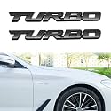 TOMALL 2 Pcs 3D Metal Turbo Premium Car Side Fender Rear Trunk Emblem Badge Decals for All Cars Zinc Alloy Modified Turbo Emblems Decoration Stickers for Car (Black-S)
