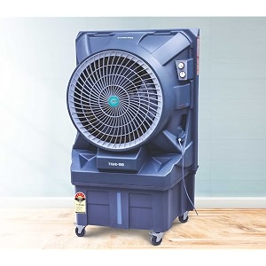 tomashi - thar 150 high performance desert cooler with 44mm motor22inch fan blade350w powerinverter compatibility and comes with honeycomb cooling pads 90ltr tank-dimension-688mm x 1371mm