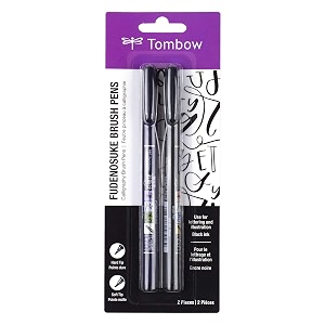 tombow fudenosuke brush pen 2 pens set with soft and hard tip for calligraphy