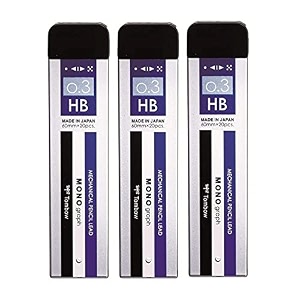 tombow mono graph mechanical pencil lead 3 hb 03mm 20 leads tube - black