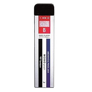 tombow mono graph mechanical black pencil lead 1 b 03mm 20 leads tube