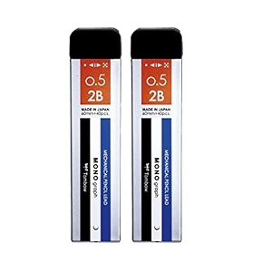 tombow mono graph mechanical black pencil lead 2 2b 05mm 40 leads tube