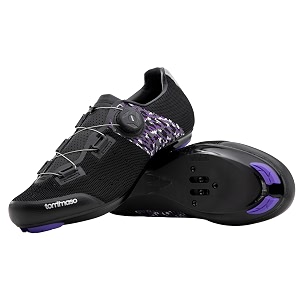 tommaso pista aria elite knit quick lace women39s indoor cycling ready cycling shoe and bundle with compatible cleat look delta spd - white black purple
