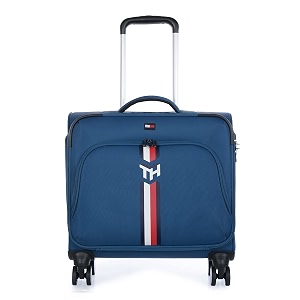 tommy hilfiger kingsville-ovr teal blue overnighter for travel - 29ltrs 14 inch laptop capacity 8 wheel trolley bag