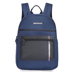 tommy hilfiger legrange unisex 16 inch laptop backpack - navy  branding at front pannel  water resistant  2 compartment  19 l capacity  casual wear  zipper closure