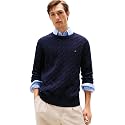 Tommy Hilfiger Men's Cable Knit Crewneck Sweater Lightweight Pullover