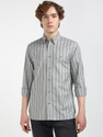 TOMMY HILFIGER Men Striped Casual Grey Shirt
