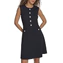 Tommy Hilfiger Women's Pocketed Sleeveless Fit and Flare Dress