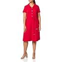 Tommy Hilfiger Women's Scuba Midi Tie Waist Dress