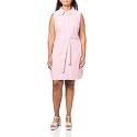 Tommy Hilfiger Women's Sleeveless Collared Button Front Tie Waist Mini Shirt Dress