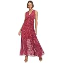 Tommy Hilfiger Women's Sleeveless V-Neck Chiffon Pleated Maxi Dress