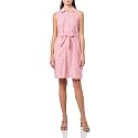 Tommy Hilfiger Women's Sleeveless Collared Button Front Tie Waist Mini Shirt Dress