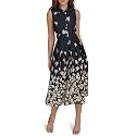 Tommy Hilfiger Women's Sleeveless Collared Front Button A-line Midi Dress