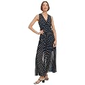 Tommy Hilfiger Women's Sleeveless V-Neck Chiffon Pleated Maxi Dress