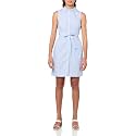 Tommy Hilfiger Women's Sleeveless Collared Button Front Tie Waist Mini Shirt Dress