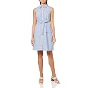 Tommy Hilfiger Women's Sleeveless Collared Button Front Tie Waist Mini Shirt Dress