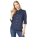 Tommy Hilfiger Women's Solid Button Collared Shirt With Adjustable Sleeves
