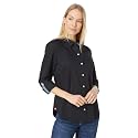 Tommy Hilfiger Women's Solid Button Collared Shirt With Adjustable Sleeves