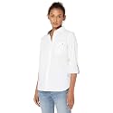Tommy Hilfiger Women's Solid Button Collared Shirt With Adjustable Sleeves