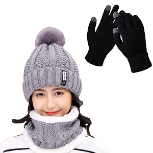 tomorrow winter cap neck warmer scarf with touch gloves set  beanie style  3 piece set - stay warm and stylish this winter