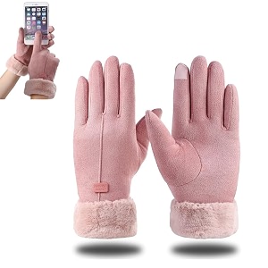 tomorrow women39s winter gloves soft warm touch screen gloves for cold weather windproof covered finger faux fur on the inner for cold weather women cute design plush fur cuff