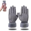 Tomorrow Women's Winter gloves Soft Warm Touch Screen Gloves for Cold Weather Windproof Covered Finger faux fur on the inner for cold weather Women Cute design Plush Fur Cuff
