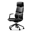 TOMU Executive Leather Office Chair, Top Grain Genuine Leather Executive Chair High Back with headrest, Adjustable Tilt &amp; Height, Ergonomic Swivel Chair with Wheels (Black)